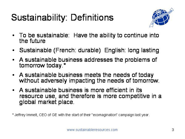Sustainability: Definitions